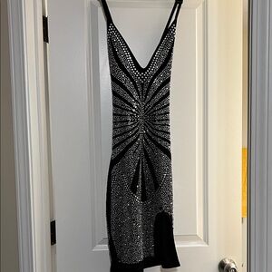 Black and silver spaghetti strap dress in GUC